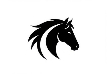 Fototapeta premium Stylized black horse head with flowing mane illustration