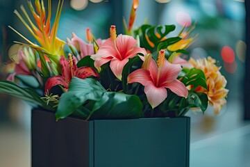 Pixel Perfect Picture of a Box of Tropical Flowers is on Display