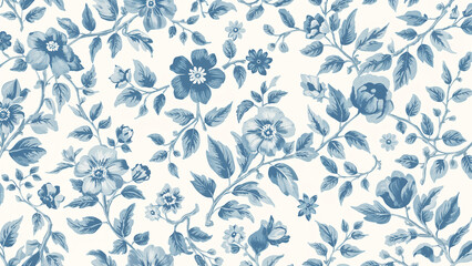 Elegant blue floral pattern seamless design