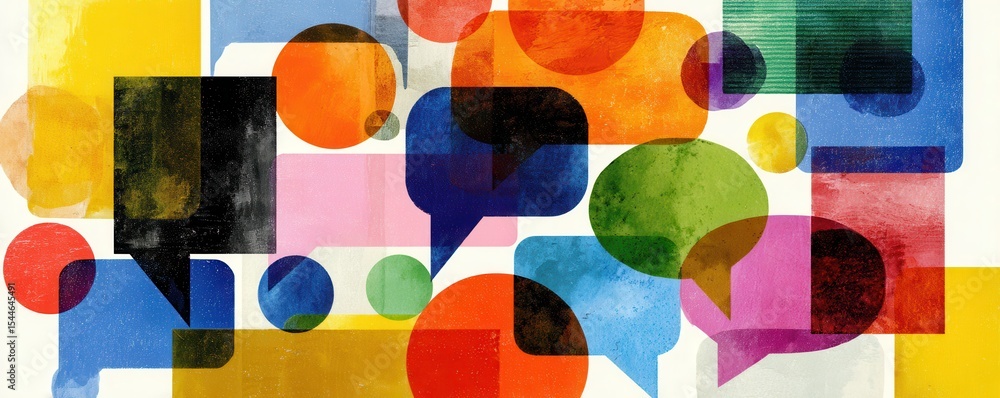 Aufkleber colorful abstract conversation bubbles and shapes illustration, perfect for visual communication and