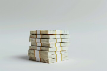 Bundles of Money on White Background Us Dollars Money and Payment Concept Minimalist 3D Render