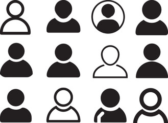 A versatile set of vector user and home icons featuring diverse avatars, silhouettes, and profile symbols for web and social communication design