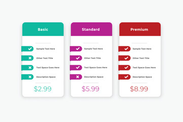 clean simple pricing table template for website