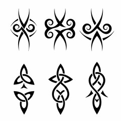 Design a set of Celtic tribal knot tattoo icons, showcasing intricate designs in various styles and complexities.  Include both simple and elaborate examples.