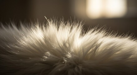 Obraz premium 柔らかな光輝く白い毛皮 温かい質感 心地よい肌触り. AI Generated