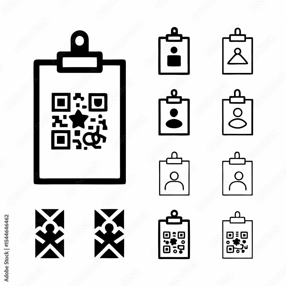 Poster design a sleek conference badge featuring a qr code subtly integrated within a stylish frame. modern