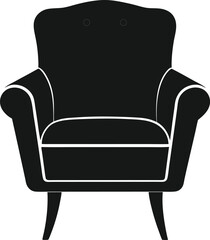leather armchair vector illustration line art on transparent background