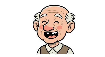 Fototapeta premium Toothless Elderly Man – Vector Cartoon Character with Big Ears and White Hair in Vest