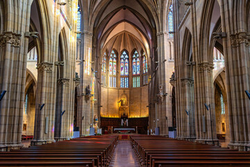 Obraz premium Interior and main altar of the Cathedral of the Good Shepherd in the Basque city of San Sebastian