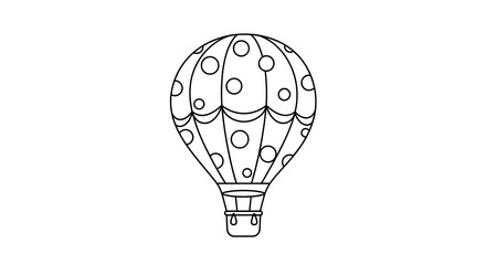 Hot air balloon coloring page for kids and adults fun activity printable free download on transparent background