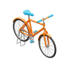 Orange and Blue Bike 3D Illustration, Isolated on White or Transparent Background