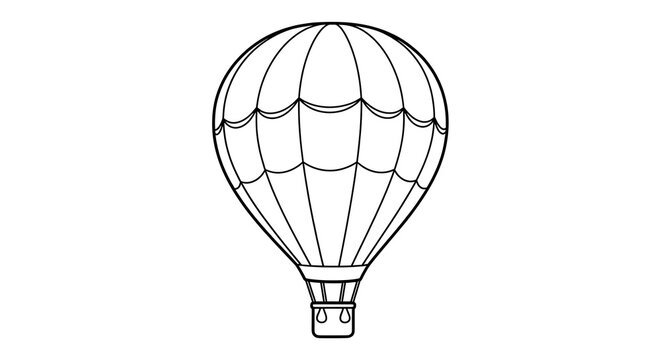 Hot air balloon coloring page printable vector illustration outline drawing for kids activity on transparent background