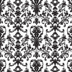 Decorative art deco vector damask florals on white background 