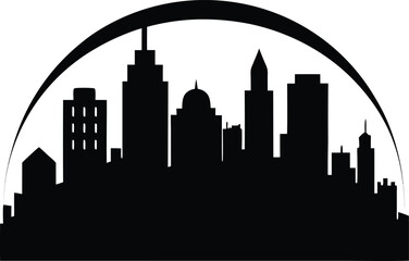 Fototapeta premium Majestic Cityscape Silhouette Urban Architecture in Elegant Black and White