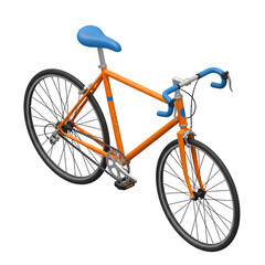 Orange and Blue Bike 3D Illustration, Isolated on White or Transparent Background