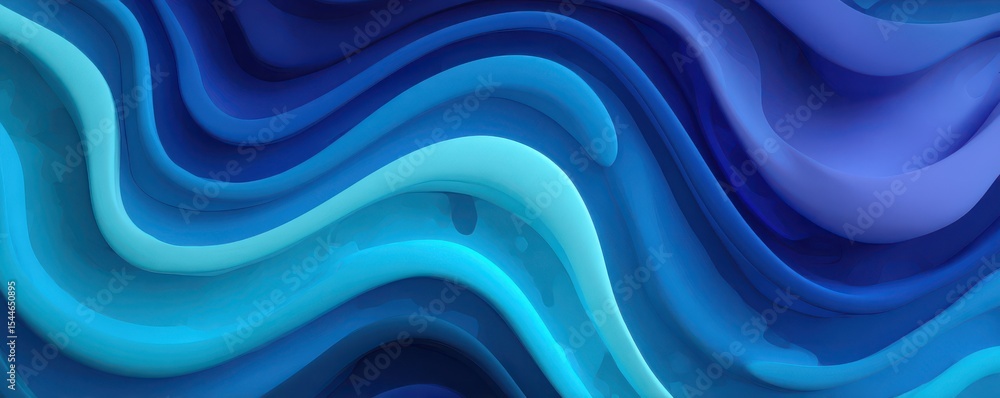 Poster abstract fluid waves in shades of blue and aqua creating a smooth textured background for digital ar