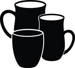 set of cups vector illustration on transparent background