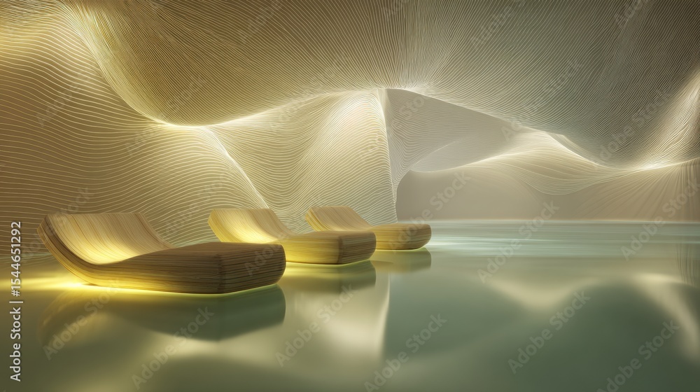 Poster conceptual design showcasing relaxation space to calm the nervous system with tranquil lighting and 
