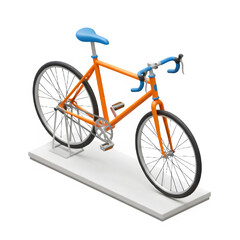 Fototapeta premium Orange and Blue Bike 3D Illustration, Isolated on White or Transparent Background