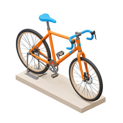 Fototapeta premium Orange and Blue Bike 3D Illustration, Isolated on White or Transparent Background