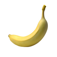 Single Ripe Yellow Banana on Black Background