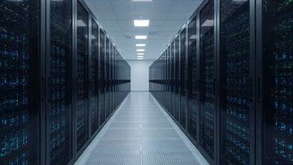 Fototapeta premium Modern data center server room infrastructure