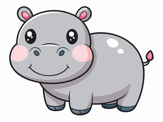 Fototapeta premium Adorable Cartoon Hippopotamus Design Perfect for Children's Books Logos Branding and Cute Animal Illustrations