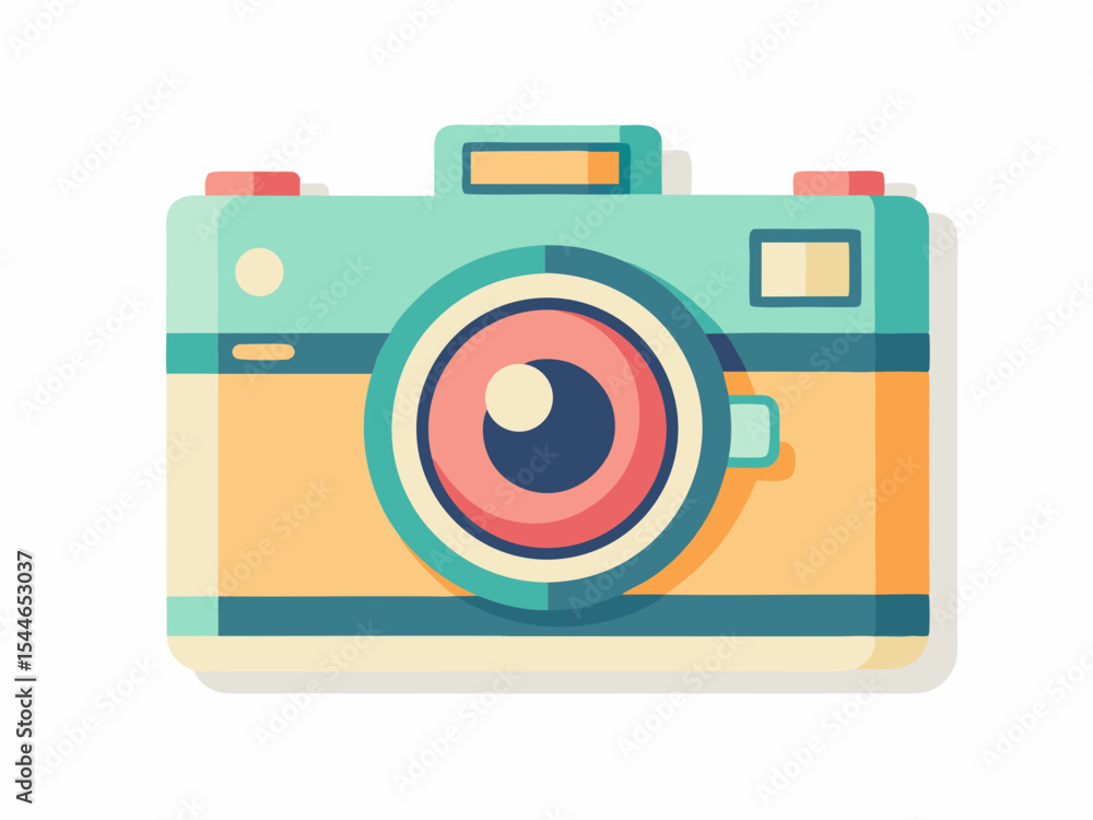 Aufkleber retro camera design element perfect for branding projects and photography logos a colorful scalable 