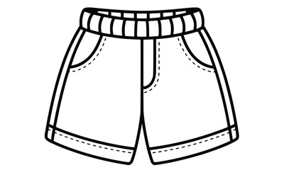 A shorts on a  clean white background  and black  outline illustration