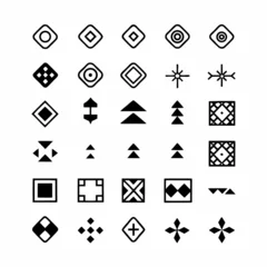 Fotobehang Afrikaanse Motieven Generate a seamless pattern of stylized tribal textile icons, featuring geometric shapes and repeating motifs.  Focus on bold, contrasting colors and a handcrafted aesthetic.  © adobe1 stock