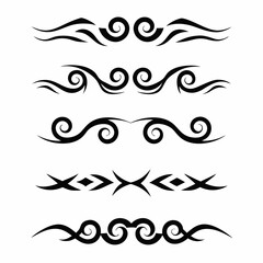 Detailed vector icons depicting traditional Samoan tribal tattoo patterns, showcasing diverse designs and motifs.  Include variations in thickness and style.