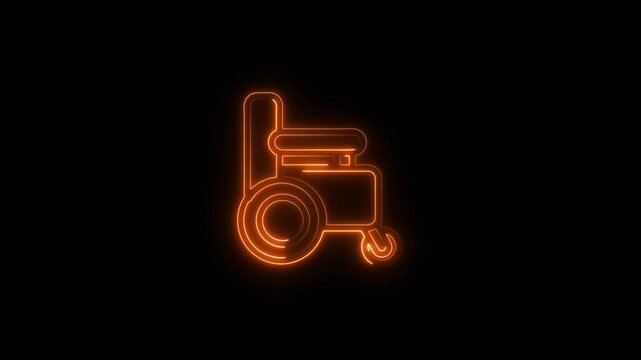 a glowing neon symbol chare icon animation video on black background 