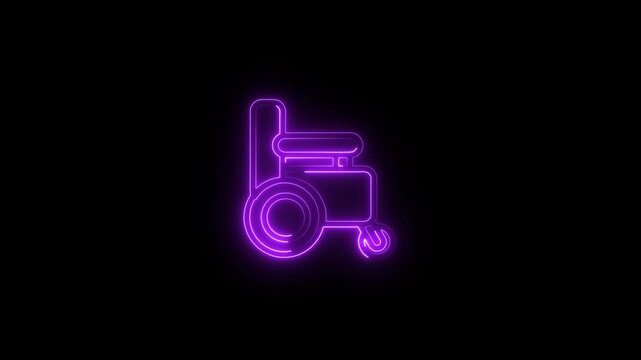 a glowing neon symbol chare icon animation video on black background 