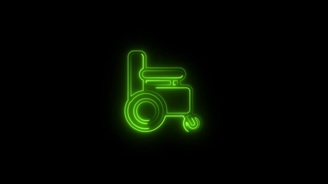 a glowing neon symbol chare icon animation video on black background 