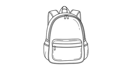 Backpack line art vector illustration school bag travel rucksack outline drawing design template on transparent background