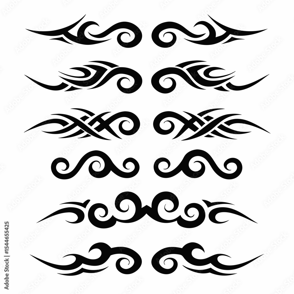Poster design a set of tribal tattoo icons representing the concepts of time and eternity. include both sym