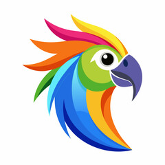 Vibrant colorful parrot head design illustration