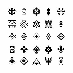 Design a set of high-resolution vector icons depicting traditional tribal tattoo symbols from various cultures, emphasizing unique stylistic details and cultural significance.