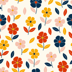 Floral seamless pattern in retro style
