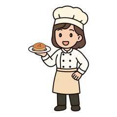 cartoon female chef illustration