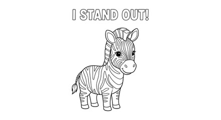Obraz premium Zebra coloring page for kids printable activity sheet stand out animal illustration art on transparent background