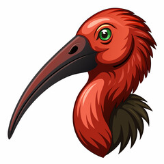 Fototapeta premium Scarlet ibis head profile illustration