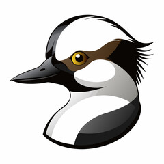 Stylized head of a bufflehead duck