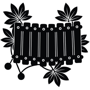 black fence with leaves clip art preview