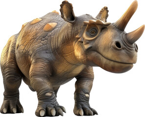 Fototapeta premium Detailed illustration of a prehistoric rhinoceros-like creature.