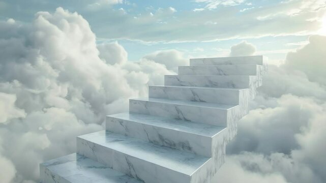 Marble steps ascending through clouds