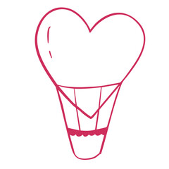 Cute Air Ballon in shape of heart isolated on white. Perfect for wedding or heneymoon decoration, posters, cards