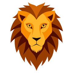 Obraz premium Stylized lion head illustration in orange and brown