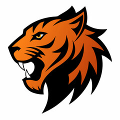 Aggressive orange tiger head logo design