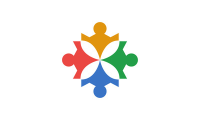 4 People Team Logo Design – Abstract Group of Four Human Figures Representing Unity, Collaboration, and Teamwork